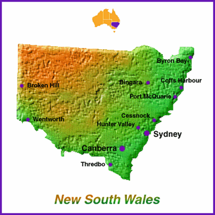 nsw map Reptiles of Australia
