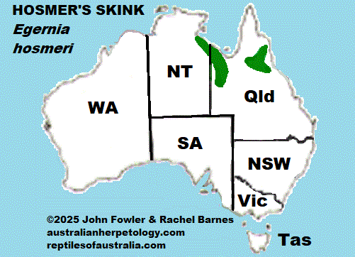 Approximate distribution of Hosmer's Skink (Egernia hosmeri) 