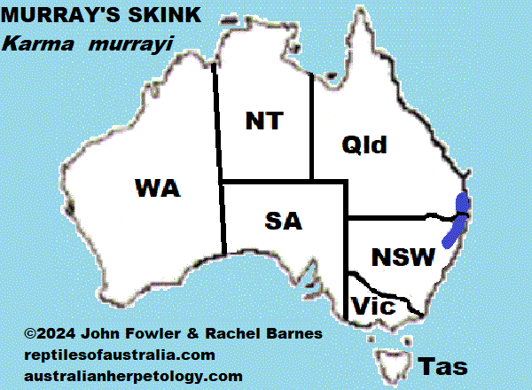 Approximate distribution of the Murray's Skink Karma murrayi