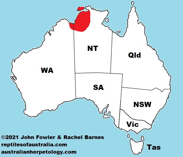 Approximate distribution of the Northern Bandy Bandy (Vermicella multifasciata)