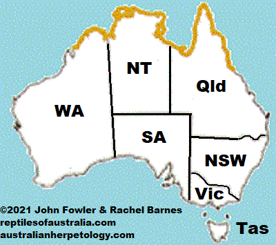 Approximate distribution of the Little File Snake (Acrochordus granulatus) in Australian waters Map